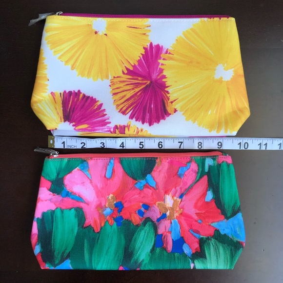 Clinique Yellow Pink Orange Floral Makeup Bags - Picture 4 of 13